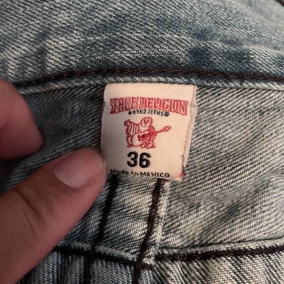 True Religion Straight Flap Cutoff Men's Denim Jean Shorts - Picture 3 of 6